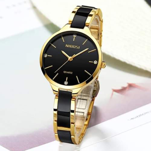 Black Quartz Wrist Watch for her